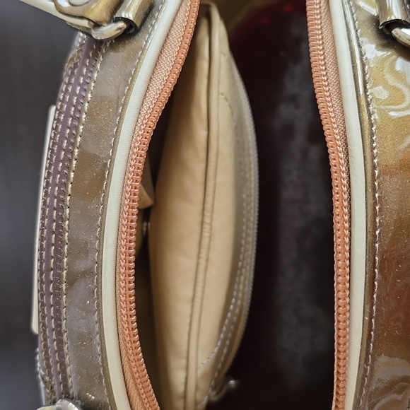 NWT Vintage Alaluna 1990s Brown & Tan Leather Football Retro Rare Y2K Mini Bag - Picture 8 of 9